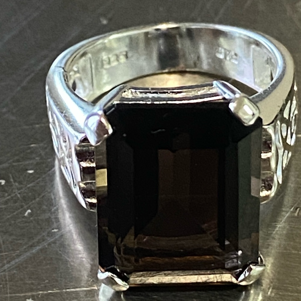 Smoky Quartz Rectangular Statement Ring In 925 St… - image 3